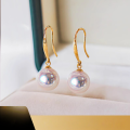 wholesale 18K Gold Japanese Akoya Natural Seawater Pearl Earrings, Angel Grade Ear Drops with Strong Luster Ear Accessories for Women-0-1
