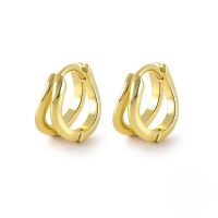 wholesale S925 Sterling Silver Double Layer Wave Minimalist Smooth Ear Cuffs, Trending Overseas Hot Seller-gold