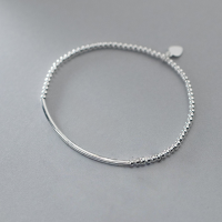 wholesale S925 silver Korean-style simple and fashionable curved tube beaded bracelet, summer fresh and elegant accessory S4846-S925 silver one>925 silver