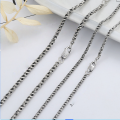 wholesale S925 Sterling Silver Retro Distressed Two-Tone Two-Strand Braided Chain Collarbone Necklace DIY Plain Naked Chain Single Strand-0-1