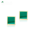 wholesale S925 Sterling Silver New Fashion Minimalist Geometric Natural Malachite Ear Studs Forest Style Earrings for Women Wholesale from Manufacturer-0-0