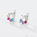 wholesale S925 silver cross-border hot-selling children's stud earrings, small and exquisite luxury colorful zircon earrings, factory direct-0-6