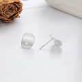 wholesale S925 Sterling Silver Brushed Textured Irregular Ellipse Concave-Convex Ear Studs for Fashionable Commuting and Luxury Style-0-2