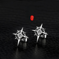 wholesale S925 Sterling Silver Polaris Stud Earrings for Men and Women, Starry Sparkle Inlaid Diamond Cross, Minimalist Style Trendy Earrings M00298-0-0