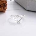 wholesale S925 Sterling Silver Fashion Korean Hollowed-out Frosted Heart-shaped Individuality Internet-famous Light Luxury Style Adjustable Ring for Women-0-3