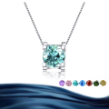 wholesale S925 Sterling Silver Four-Prong Round Moissanite Necklace for Women Pendant Light Luxury Choker Chain Jewelry-0-7