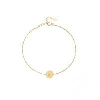wholesale S925 Sterling Silver Engraved Round Tag 26 Letters Charm Bracelet For Women Daily Wear-Gold-E 925 silver