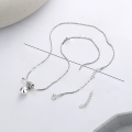 wholesale S925 Sterling Silver Knot with a Responsive Ball Necklace, Minimalist Niche Design, Exquisite and Versatile Collarbone Chain-0-2