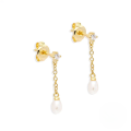 wholesale S925 Sterling Silver Rhinestone Pearl Fringe Earrings, Minimalist Korean Style INS Ear Wires-0-4