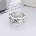 wholesale S925 Sterling Silver Korean Minimalist Style Irregular Design Textured Zircon Accented Open Ring-0-2