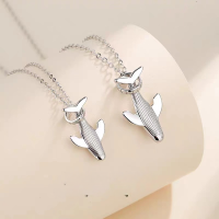 wholesale S925 Silver-Plated Minimalist Ins Style Men's Whale Fall Necklace with Hertz Whale Pendant-xb1275-hertz dolphin necklace