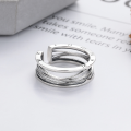 wholesale S925 Sterling Silver Retro Vintage Street Style Roman Numeral Line Patchwork Adjustable Ring-0-3