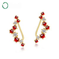 wholesale S925 Sterling Silver Elegant and Minimalist Natural Garnet Earrings for Women, Fashionable and Graceful, Wholesale from Manufacturer-10K gold + swimming paint  925 silver
