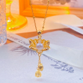 wholesale S925 Sterling Silver Lotus Natural Pearl Seedpod Tassel Pendant Necklace, Chinese Style Chic and Elegant Collarbone Jewelry-0-6