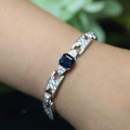 wholesale 925 Silver Gold-Plated Bracelet with High Carbon Diamonds Royal Blue Princess Cut Art Deco Retro Women's Bracelet-0-3