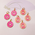 wholesale S925 silver gold-plated enamel painted Shan Gui flower coin pendant, Bagua charm, DIY handmade spacer bead semi-finished product-0-0