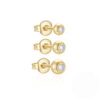 wholesale Sterling Silver Bead Stud Earring Set With Rhinestones, Trendy Ins Style European And American Best-seller-3 pieces per set Gold 925 silver