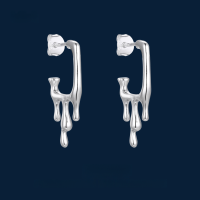 wholesale S925 Sterling Silver Lava Series Light Gold Sweet and Cool High-End Earrings for Women, Summer Daily Versatile Fashion Earrings Wholesale-Platinum 925 silver