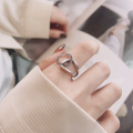 wholesale S925 Sterling Silver Irregular Cross Inlaid Small Zircon Ring Creative and Individualistic Style Sweet and Edgy Fashion Index Finger Ring-0-3