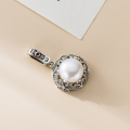 wholesale S925 Sterling Silver Artistic Retro-Style Exquisite Diamond-Inlaid Pearl Flower Pendant Y02134-0-3