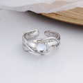 wholesale S925 Sterling Silver Blue Moonstone Irregular Open Ring, Personalized Fashion, Elegant and Luxurious Style Ring-0-1