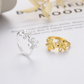 wholesale S925 Sterling Silver Korean Style Minimalist Floral Open Adjustable Ring Trendy Versatile Index Finger Ring for Women-0-0
