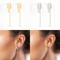 wholesale S925 Sterling Silver Full Rhinestone Chain Tassel Long Drop Ear Cuff-0-2