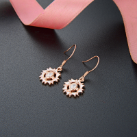 wholesale S925 sterling silver Korean and Japanese style casual and fresh sunflower earrings, creative and unique diamond-inlaid and oil-dripped lotus earrings for women-Earrings>925 Silver