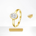 wholesale 9/10/14k Gold Bezel Set Single Lab-Grown Diamond Ring 09ct Small Diamond 18k Gold Ring Mount Minimalist-0-0