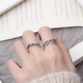 wholesale S925 Sterling Silver Geometric Irregular Design Twist Knot Interlocking Chain Open Ring Unisex-0-3
