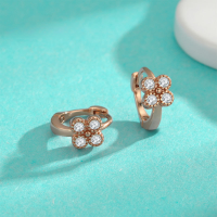 wholesale S925 Sterling Silver Cross-border Moissanite Four-Leaf Clover Ear Clasps in White Gold and Champagne Gold, Fashionable and Versatile Light Luxury Earrings-0.28 carat (white gold) earrings &gt; 925 silver