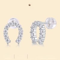 wholesale S925 Silver New Elegant Happiness Earrings for Women, Versatile Live Streaming Hot-Selling Light Luxury High-End Moissanite Stud Earrings-Moissanite