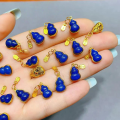 wholesale S925 silver gold-plated natural lapis lazuli accessories, gourd spacer beads bracelet DIY semi-finished products-0-18