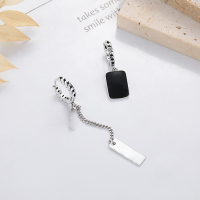 wholesale S925 sterling silver Korean-style epoxy geometric English small square pendant tassel trendy and edgy long drop earrings for women-YFR366/approx. 4.3g>925 silver