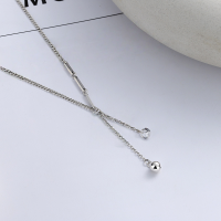 wholesale S925 Sterling Silver M Letter Fringe Ins Versatile Fashion Women's Sweater Necklace-YFL272/approx. 5.93g 925 silver