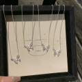 wholesale S925 Sterling Silver Young Girl Sense Butterfly Small Design Fold Pink Diamond High Ice Chalcedony Necklace Sweet Butterfly Collarbone Chain-0-2