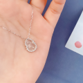 wholesale S925 Sterling Silver New Chinese Style Chalcedony Gourd Necklace for Women, Light Luxury Niche Design High-End Sense Collarbone Chain, National Trend Wholesale-0-1