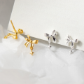 wholesale S925 Sterling Silver Fresh Sweet Ins Style Small and Unique Design Bow Four-Point Star Ear Stud M06428-0-0