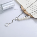wholesale S925 Sterling Silver Light Luxury Minimalist Design Double Layer Chain Pearl Pig Nose Tassel NN Smile Necklace for Women-0-0
