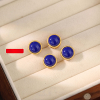 wholesale Sterling Silver Gold Plated Natural Lapis Lazuli Classic 8mm Round Spacer Beads DIY Semi-finished Bracelet Necklace Accessories-8mm Lapis Gold