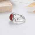 wholesale S925 Sterling Silver Retro Antique Style Inlaid Southern Red Agate Ring, Ethnic Fashion Versatile Ring for Women-0-4