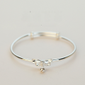 wholesale S999 Sterling Silver Bow Bracelet for Women Summer Bell Bangle Plain Circle Pure Silver Beaded Chain Minimalist Gift for Girlfriend on Qixi Festival-0-0