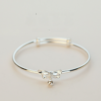 wholesale S999 Sterling Silver Bow Bracelet for Women Summer Bell Bangle Plain Circle Pure Silver Beaded Chain Minimalist Gift for Girlfriend on Qixi Festival-Princess Escape Bow Bracelet - Approximately 18g  Pure Silver