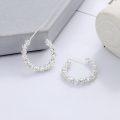 wholesale S925 Sterling Silver Sparkling Irregular Crushed Silver C-Hoop Earrings, Light Luxury and Versatile for Women-0-1