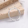 wholesale S925 Sterling Silver Minimalist Geometric Open Adjustable Ring for Women-0-2