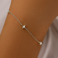 wholesale S925 Sterling Silver Four-pointed Star Zircon Accent Stackable Daily Wear Women's Bracelet Korean Style Niche Design-0-1