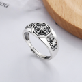 wholesale S925 Sterling Silver Japanese Korean Retro Anime Magic Pattern Trendy Hip Hop Punk Adjustable Ring Unisex-0-0