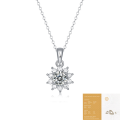 wholesale 925 Sterling Silver Fashionable New Style Sunflower Pendant Necklace for Women, Moissanite, Non-Fading, European and American Style, Live Streaming Ready, In Stock-0-6