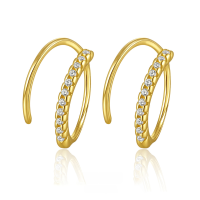 wholesale 925 Sterling Silver Earrings with Zirconia, Minimalist Niche Luxury Hoop Earrings for Women, Cross-Border Jewelry-Platinum>925 silver