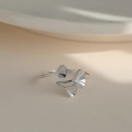 wholesale S925 Sterling Silver "Three Lives with Apricot" Ginkgo Leaf Plain Silver Ring, Fashionable Niche Design for Daily Wear-0-2